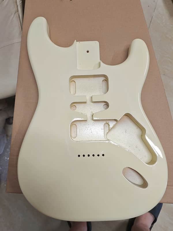 Cream Yellow Strat Style Guitar Poplar Wood Body image 1
