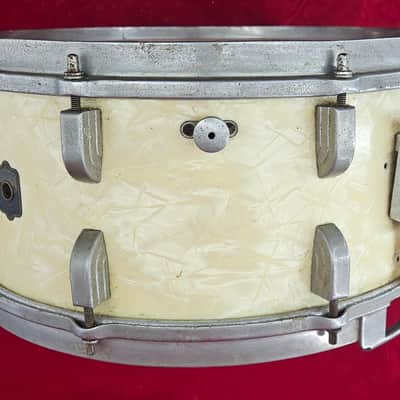 Leedy Broadway Series 14x6.5 Snare Drum 1946 - White Marine Pearl image 2