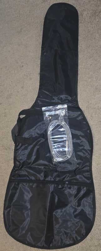 Black Soft Case Gig Bag for Guitar or Small Bass with Strap and Cable image 1