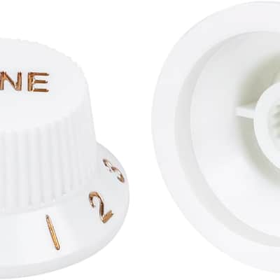 18-Spline Electric Guitar Control Knobs 2 Tone and 1 Volume Knobs Metric 6mm (15/64") Speed Knobs Top Hat for Squier Strat ST Electric Guitars Pack of 3 JT/XN-04 White with Golden Number image 5