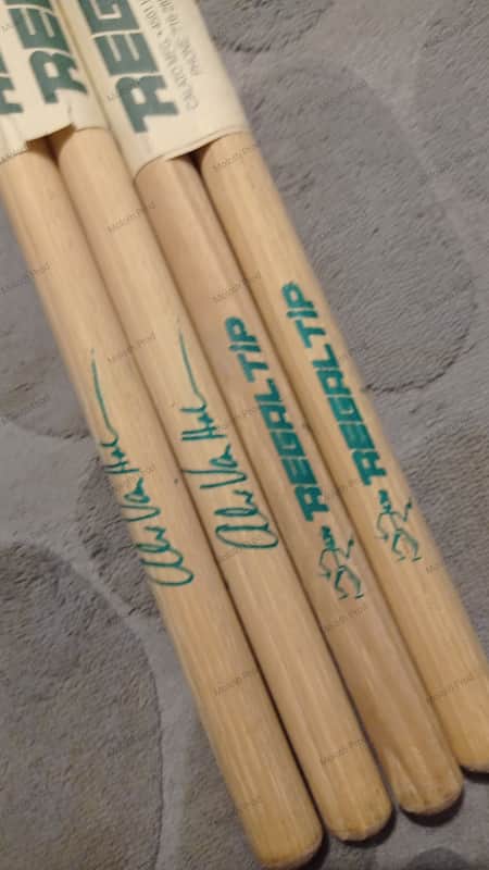 Regal Tip Alex Van Halen signature RARE set 2 pairs 90s - Hickory image 1