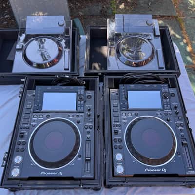 Pioneer CDJ-2000NXS2 Matching PAIR near perfect with Black Road Cases and Decksavers personal use only image 1