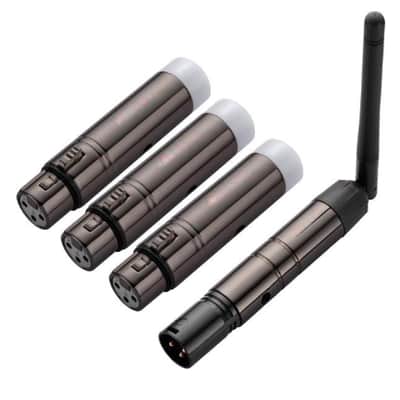 Wireless DMX512 1Transmitter & 3Receivers Kit (Plug-in Power, Non-Battery) - No Delay Lighting Control System for DJ, Disco, Stage Moving Heads 1000ft Range (Includes Power Adapters) image 1