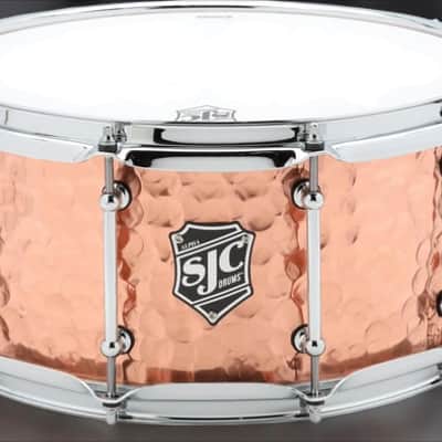 SJC Drums Alpha Copper Snare â€“ 6.5"x14" - Hammered Copper Shell image 3