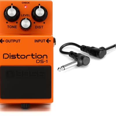 Boss DS-1 Distortion Pedal Bundle with Hosa CFS-106 Guitar Pedalboard Patch Cable - Right Angle to Right Angle - 6 inch image 1