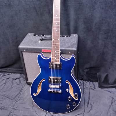 SALE - Ibanez Artcore AM73 Semi Hollowbody Guitar - P90 - 2001 - Blue with Hard Case image 6