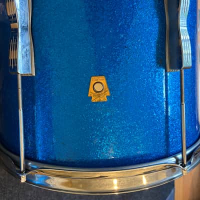 1960s Ludwig Drum Set Blue Sparkle 22/13/16 w/ bonus 14" image 16