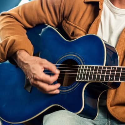 Washburn EA15TBL Festival Series Mini Jumbo Cutaway Flame Maple Top Mahogany Neck 6-String Acoustic-Electric Guitar image 11