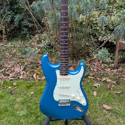 Excellent Blue Jim Deacon Strat Electric Guitar + New Strings + Padded Gigbag image 1