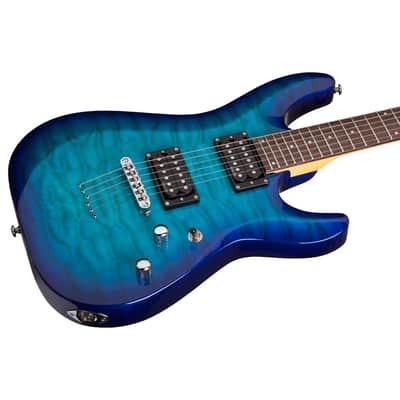 Schecter C-6 Plus Series Electric Guitar - Ocean Blue Burst image 3