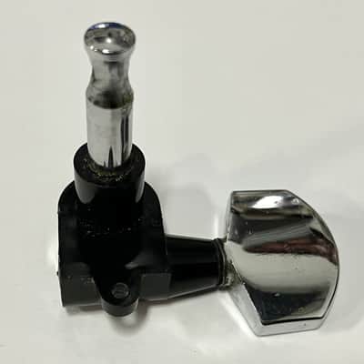 Schaller- Chrome/black plastic tuner, bass side, Vintage image 4