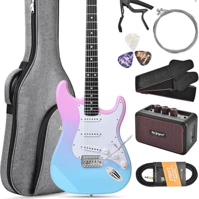 Leo Jaymz Beginner Electric Guitar SSS Pickups Complete Kit with Portable Amp image 1