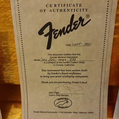 Fender USA Custom Shop Jaco Pastorius Signature fretless American Jazz Bass - Kevin Kaufman image 2