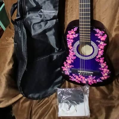 FLORAL HAND-PAINTED DARK PURPLE CLASSICAL GUITAR 30" image 2