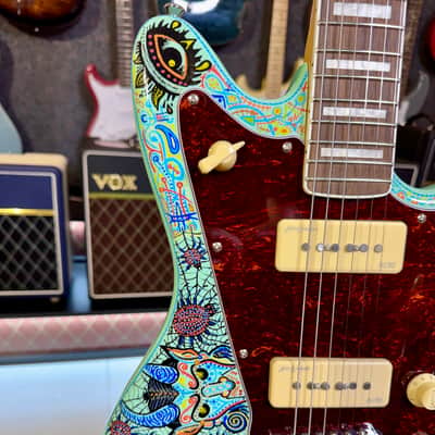 Vintage Guitars V65 30 Anniversary Custom Art Paint “ Surf & Calaveritas” 1 of 1 LTD 2026 - Sea Foam Green image 8
