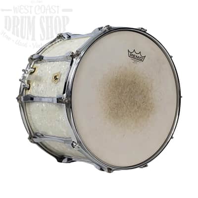 Used Ludwig 10x14 6-ply Snare Drum Modded/Rewrapped White Marine Pearl image 2