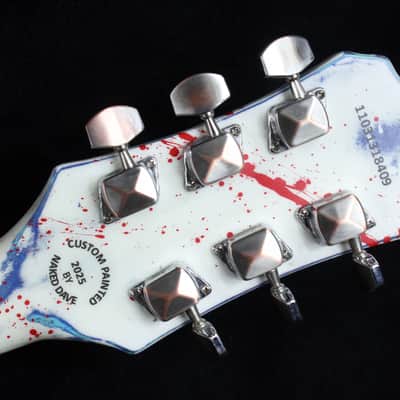 Custom Painted and Upgraded Epiphone Les Paul JR, Aged and Worn With Graphics and Matching Headstock image 19