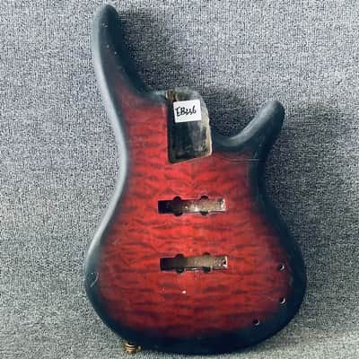 Quilted Maple Top Red Burst 4 String Basswood Bass Body image 1