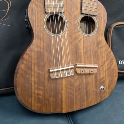 Ortega Hydra Double Neck Tenor Electric Ukulele - Natural Ovangkol w/Gigbag image 4