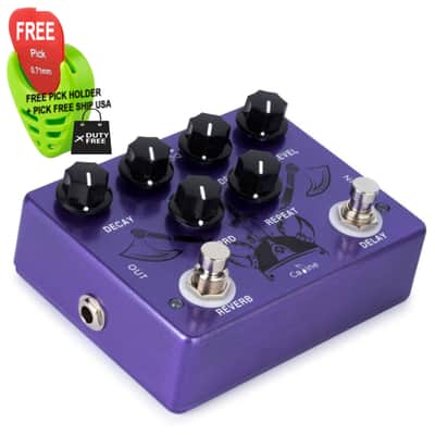 Caline CP-80 Analog Delay & Digital Reverb True Bypass Pedal, FREE PICK + HOLDER+ FREE SHIP USA