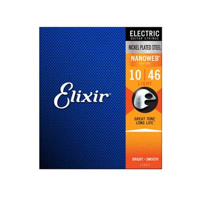 Elixir Strings Electric Guitar Strings, 6-String, Light NANOWEB Coating 12052 (.010 - .046) image 1