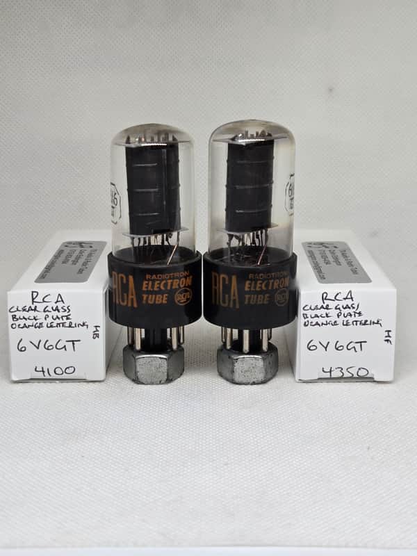 RCA 6V6GT Clear Glass Black Plate Well Matched (5.7%) Pair NOS 6V6 image 1