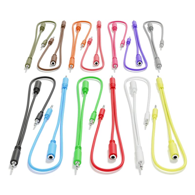 ExcelValley [13-Pack | 15 cm - 5.91"] Hopscotch Mono Splitter Y Patch Cables TS 3.5mm 1/8" Eurorack Synth image 1