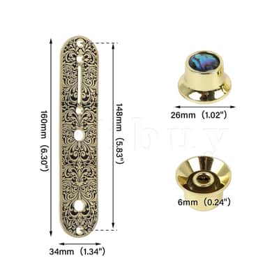 Gold Telecaster Tele Style Vintage Engraved Guitar Control Plate with Knobs image 4