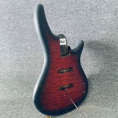 Quilted Maple Top Red Burst 4 String Basswood Bass Body image 6