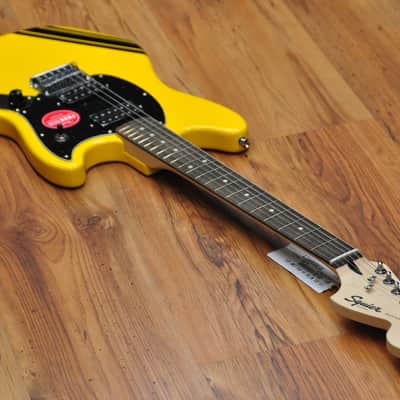 Squier FSR Bullet Competition Mustang HH Yellow w/Black stripes image 12