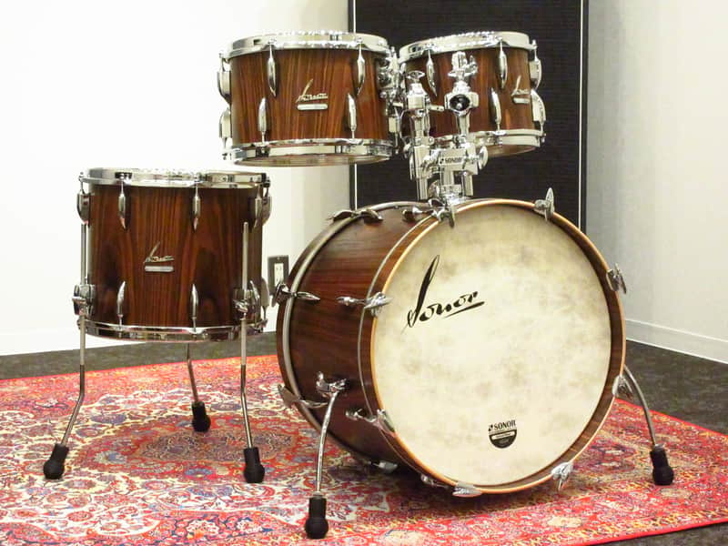 Sonor Vintage Series Rosewood Semi Gloss 4pc Drum Set 20" 10" 12" 14" With tom holder image 1