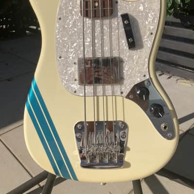 Fender Pawn Shop Mustang Bass 2013 - 2014 - Olympic White with Racing Stripe image 2