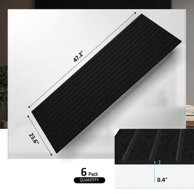 6 Pack Acoustic Wall Panels, 47.2" X 23.6" Sound Absorbing Panels, Decorative Sound Proof Panels For Office, Studio, Home Theatre - Black image 3