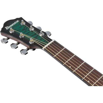 Ibanez AEWC16QA Auditorium Acoustic-Electric Guitar Transparent Emerald Burst image 9
