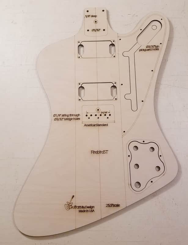 Guitarsbydesign Firebird Guitar Body Template For Strat Neck/bridge image 1