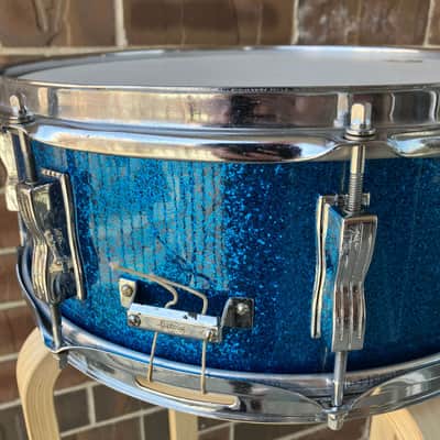 Ludwig Pre-Serial Jazz Fest Blue Sparkle Vintage 1960s Extra Deep image 7