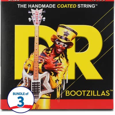 DR Strings BZ-45 Bootzillas Clear-coated Stainless Steel Bass Guitar Strings (3 Pack) - .045-.105 Medium image 1