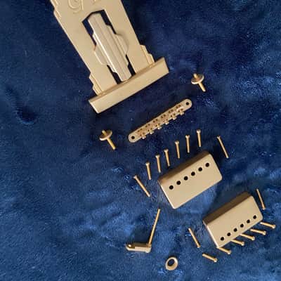 Gibson-OEM-Exclusive L-5 “Satin” Gold Plated brass Tailpiece with matching Satin Gold  parts package. image 2