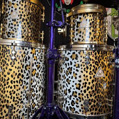Rikkie Rockett's Poison, Innovation Drums 2000-2002 Tour Maple Kit, 7 Piece Set, Gladstone Style Snare Custom Cheetah Airbrush Finish. Signed! image 3