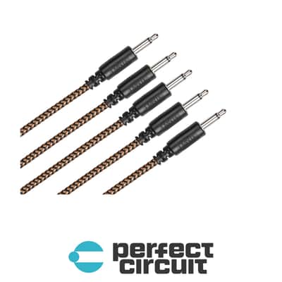 LMNTL 3.5mm Braided Patch Cable 5-Pack - 48IN (Black Tip Black + Gold)