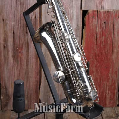 H N White King Vintage 1920s C Melody Saxophone Silver Made in the USA image 14