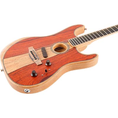 Fender Acoustasonic Stratocaster Exotic Wood Acoustic-Electric Guitar Regular Natural Cocobolo image 5
