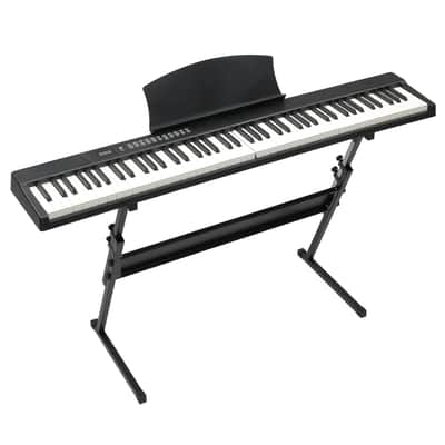 Ukscs 88 Key Magnetic Connection Piano Semi-Weighted Standard Digital Piano with Stand, MIDI Bluetooth, Handbag，Headphone，for Piano Lover Black color image 2