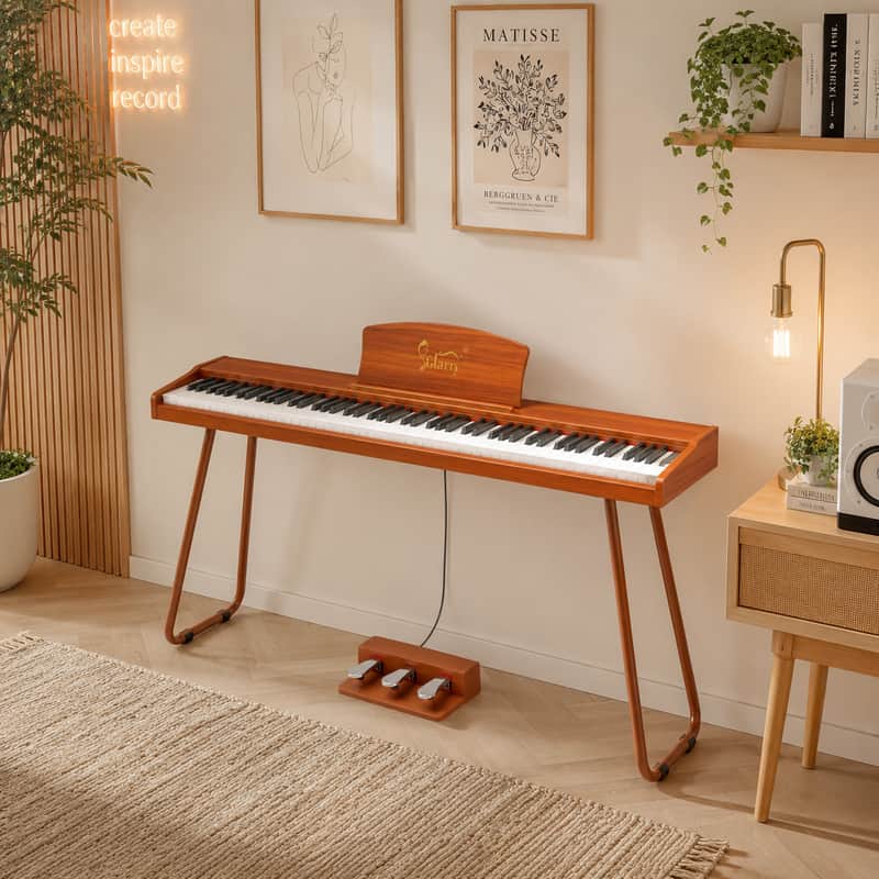 Full Size 88-Key Electric Piano Full Weighted Keyboard w/ Furniture Stand & Pedals image 1