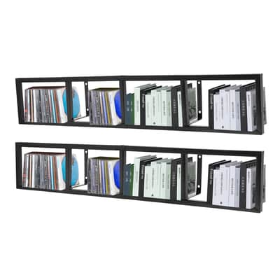 2-Pack Floating Wall CD & Music Media Shelves – Large Metal Racks for Albums, DVDs & Studio Archives image 1