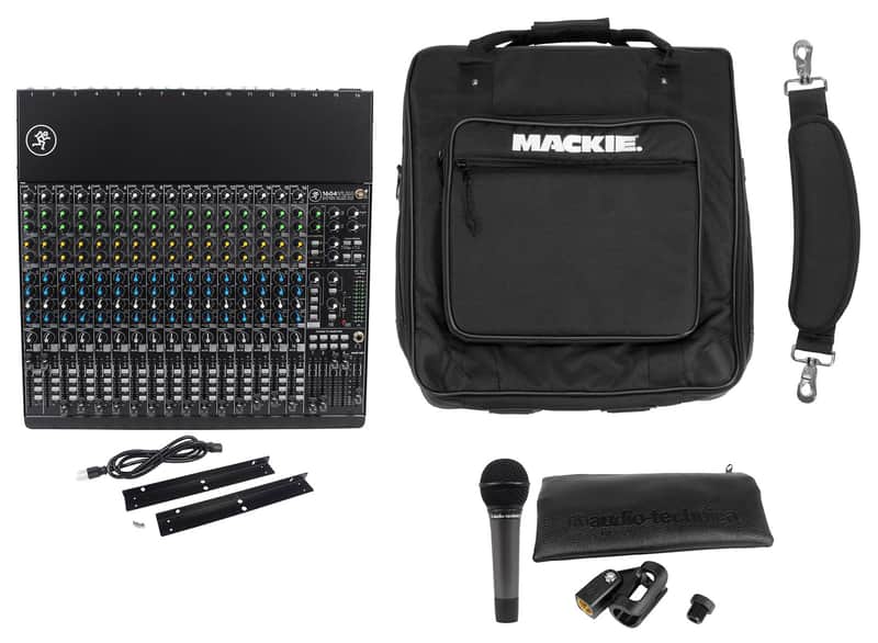 Mackie 1604VLZ4 16-Channel Analog 4-Bus Mixer+Audio Technica ATM510 Mic+Bag image 1
