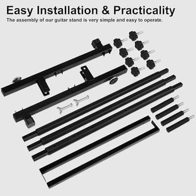 7 Multi Guitar Stand Rack with Folding Design, Multiple Guitars Stand, Portable Black Guitar Holder, Black Guitar Display Holder for Guitar & Bass, Studio & Home (7 Guitars) image 5