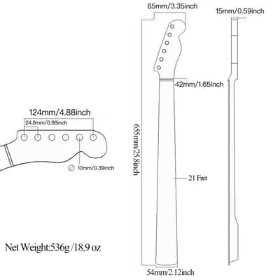 Stained Gloss Guitar Neck for TL Tele, 21 Frets, Canadian Maple with Centerline image 7