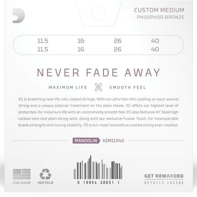 D'Addario 11.5-40 Custom Medium, XS Phosphor Bronze Mandolin Strings image 2