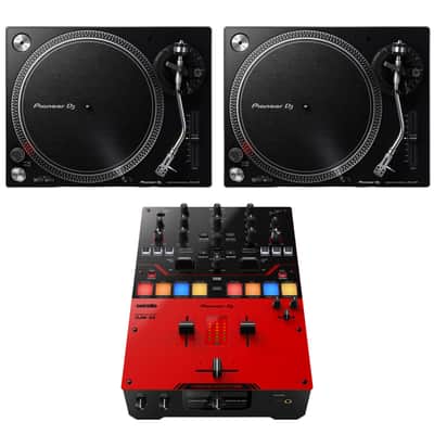 Pioneer DJ DJM-S5 2-channel Mixer for Serato DJ with 2x Pioneer DJ PLX-500 Direct Drive Turntable image 1